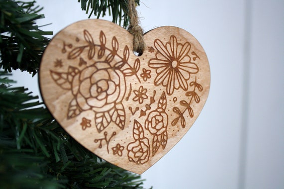 Winter Floral Heart Ornament
