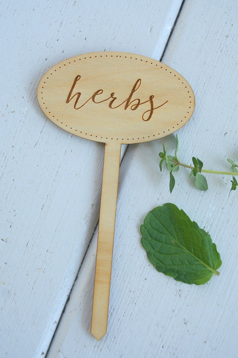 Herbs Tag // Elegant Plant Marker // Calligraphy Garden Tag // Etsy