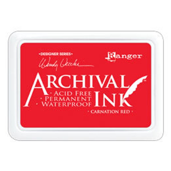 CARNATION RED Ranger Archival Ink Pad // Rubber Stamp Ink Pad // Stamping Pad // Non Toxic // Waterproof // Acid Free