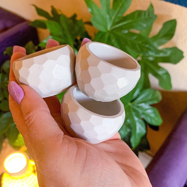 Set of 3 Tiny succulent pots, little white handmade planters for plants