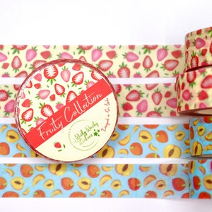 Ruban adhésif en Washi - Fraises et pêches - Fruits - 50 % DE RÉDUCTION