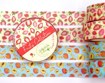 Strawberry & Peach Fruit Washi Tape Set - Decorative Tape for Scrapbooking - Set of 2 Rolls