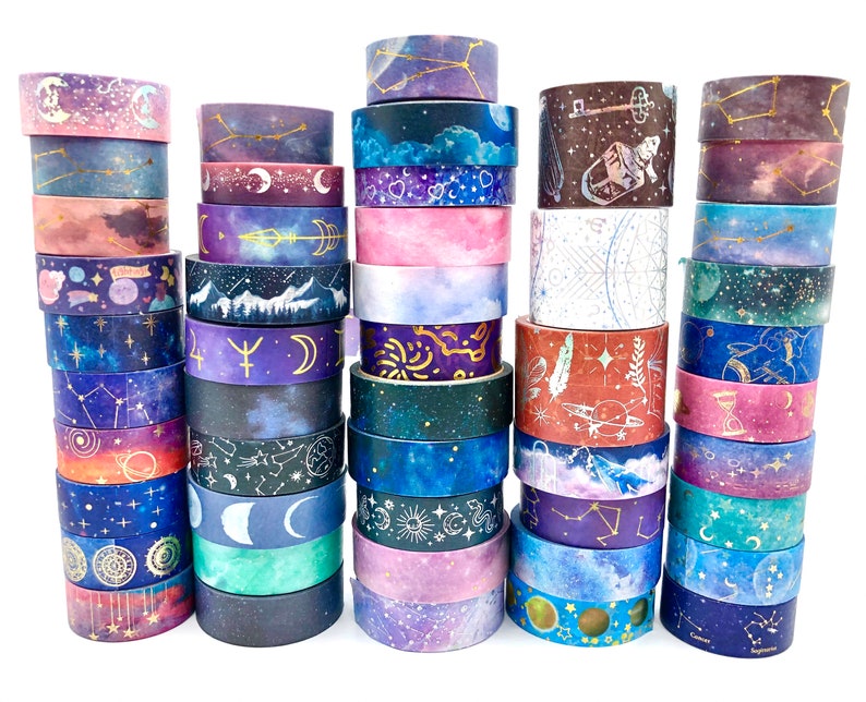 Outer Space Gold Foil Washi Tape Samples - Journals, Scrapbooks, Crafts