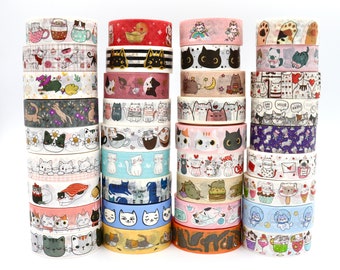 Adorable Cat Washi Tape Samples - Decorative Tape for Scrapbooking - 1 Meter