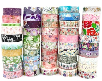 Pretty Floral Washi Tape Samples - Decorative Tape for Crafting - 1 Meter