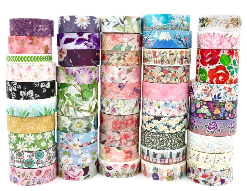 Pretty Floral Washi Tape Samples Decorative Tape for Crafting 1 Meter image 1