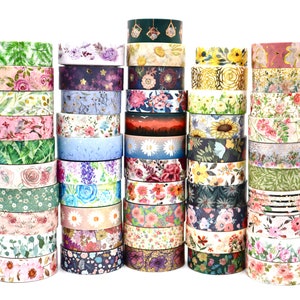 Floral Washi Tape Samples - Washi Tape for Scrapbooking - 1 Meter