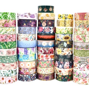 Échantillons de ruban adhésif floral Washi, journal indésirable - scrapbooking - Bullet Journal - scotch décoratif - 1 mètre
