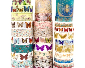 Butterfly Washi Tape Samples - Decorative Tape for Crafts - Planner Decorations -  Embellishments for Journaling & Scrapbooking - 1 Meter