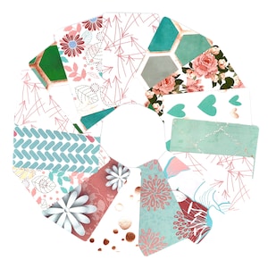 Tarjetas de diario con motivos florales: tarjetas de bolsillo hechas a mano para álbumes de recortes: juego de 15