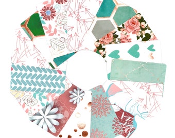 Floral Journaling Cards - Handmade Pocket Cards for Scrapbooking - Set of 15