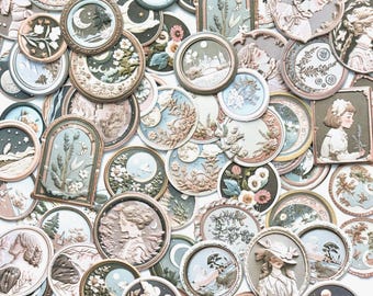 Vintage Cameo Stickers: Scrapbooking, Journaling, Crafting (Set of 50)