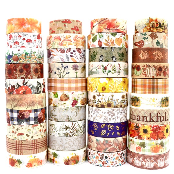 Autumn Washi Tape Samples - Fall Decorative Tape for Crafts - 1 Meter