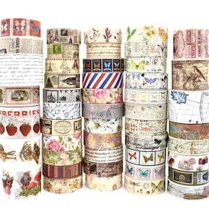 Echantillons de ruban adhésif Washi vintage - courrier indésirable - scrapbooking - Bullet Journal - ruban adhésif décoratif - 1 mètre