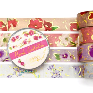 Ensemble de rubans adhésifs Washi à fleurs, journal indésirable, scrapbooking, Bullet Journal, lot de 4 rouleaux
