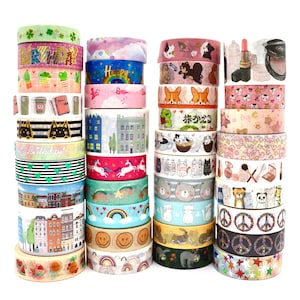 Echantillons de ruban adhésif en Washi Kawaii - Adorable ruban adhésif décoratif pour scrapbooking - 1 mètre