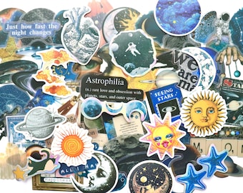 Space Stickers: Journaling, Scrapbooking (Set of 50)