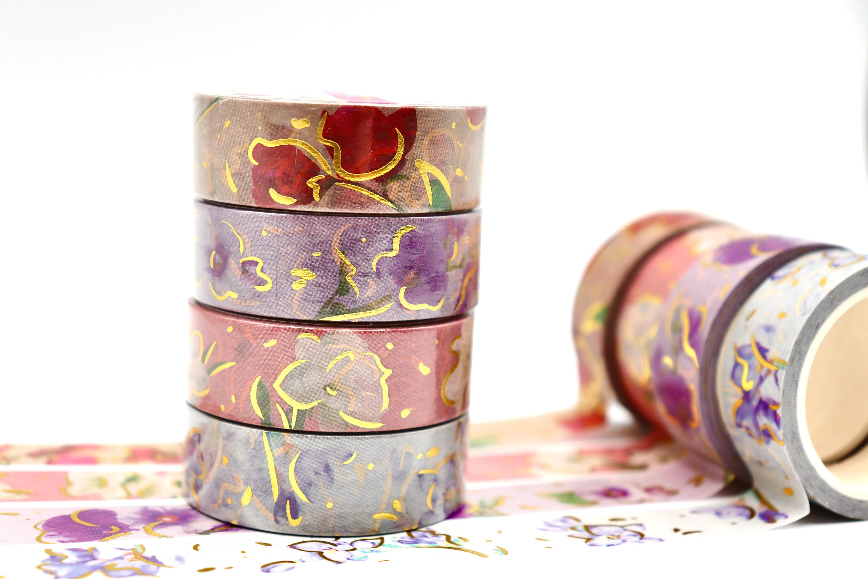 Floral Washi Tape Set Decorative Tape for Crafts Planner Decorations  Journal Embellishments Cute Stationery Set of 4 Rolls 