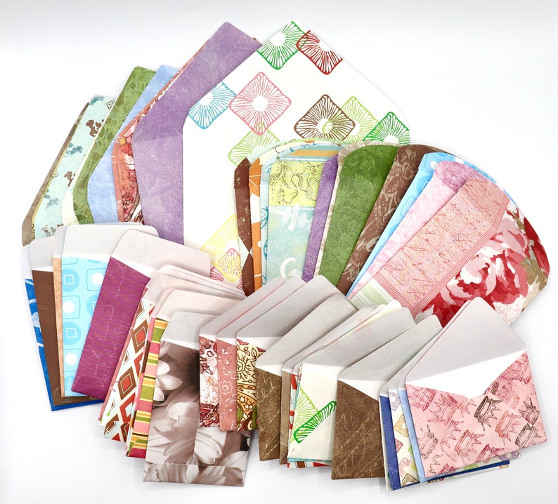 Vintage Handmade Envelopes Antique Patterned Envelopes Set of 15 image 3