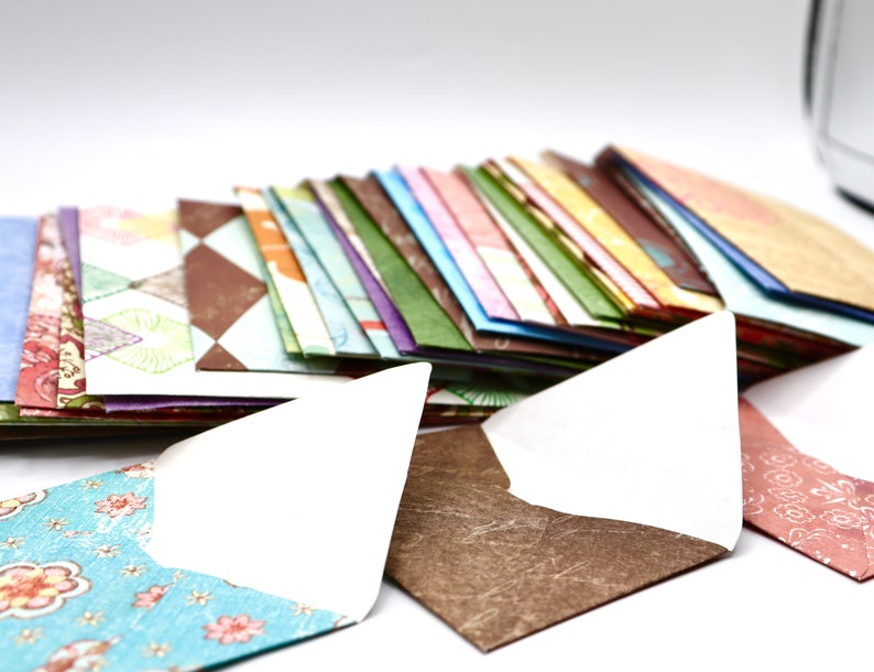 Vintage Handmade Envelopes Antique Patterned Envelopes Set of 15 image 4
