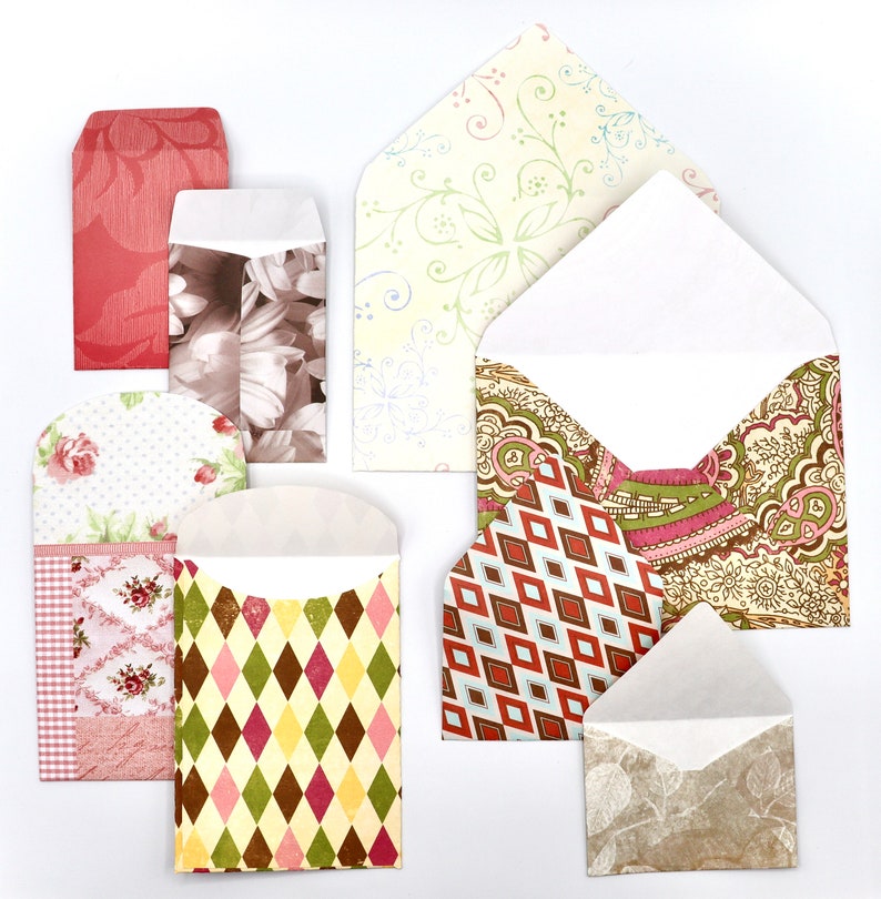 Vintage Handmade Envelopes Antique Patterned Envelopes Set of 15 image 10