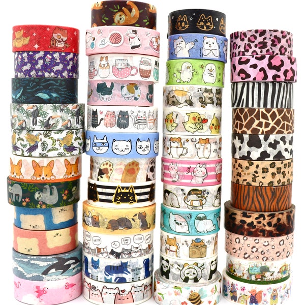 Echantillons de ruban adhésif Washi Animal Designs - Ruban adhésif décoratif pour créations manuelles - 1 mètre