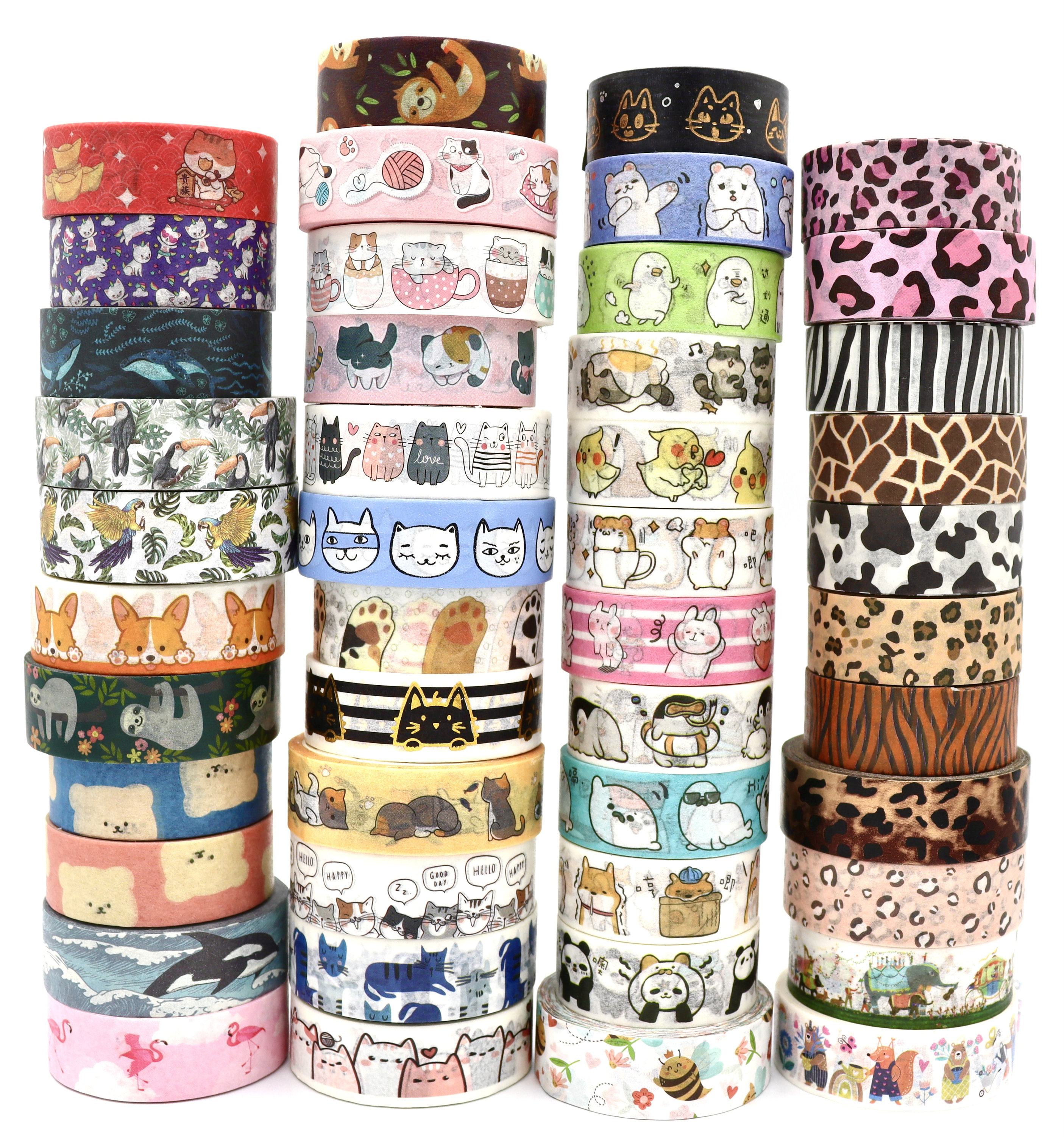 WAPETASHI Cute Washi Tape Set - 24 Rolls Kawaii Animals Gold Foil  Decorative Masking Tape for Journaling, Scrapbooking, Kids DIY Crafts, Gift  Wrapping, Aesthetic Supplies, Planners, Bullet Journal