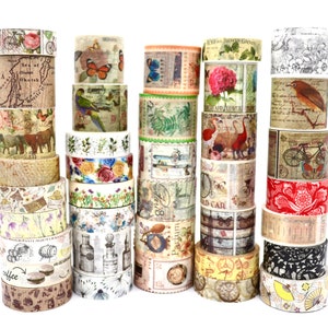 Retro Vintage Washi Tape Samples - Junk Journaling - Scrapbooking - Bullet Journal - Decorative Tape - 1 Meter