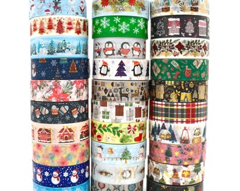 Christmas Holiday Washi Tape Samples - Decorative Tape for Crafts - Festive Planner Decorations - Embellishments for Journaling - 1 Meter