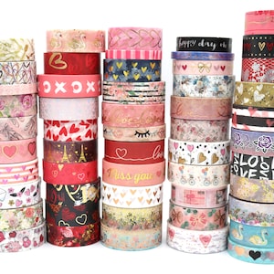 Amostras de fita washi de dia dos namorados - fita decorativa para artesanato - 1 metro