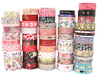 Valentine Washi Tape Samples - Decorative Tape for Crafts - Planner Decorations - Journal Embellishments - Cute Stationery - 1 Meter