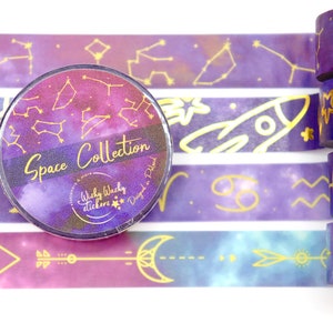 Space Washi Tape Set - Dekoratives Klebeband zum Basteln - Set mit 4 Rollen