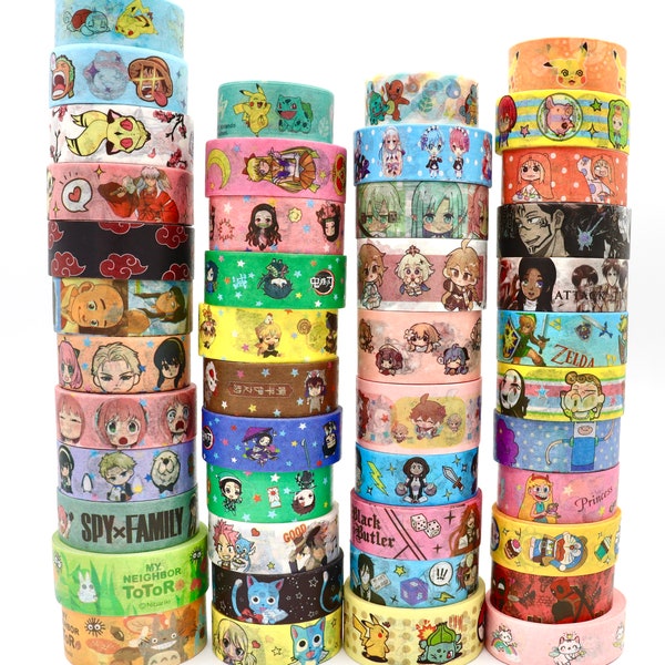 Campioni di nastro adesivo Washi anime - Nastro decorativo per scrapbooking - 1 metro