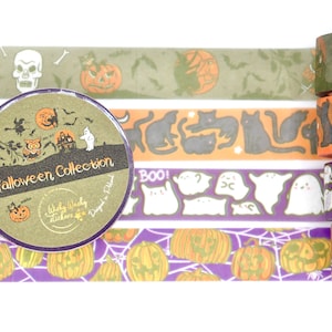 Washi Tape - Vintage Halloween - Ghost, Cats, Bats, Pumpkins - 50% OFF