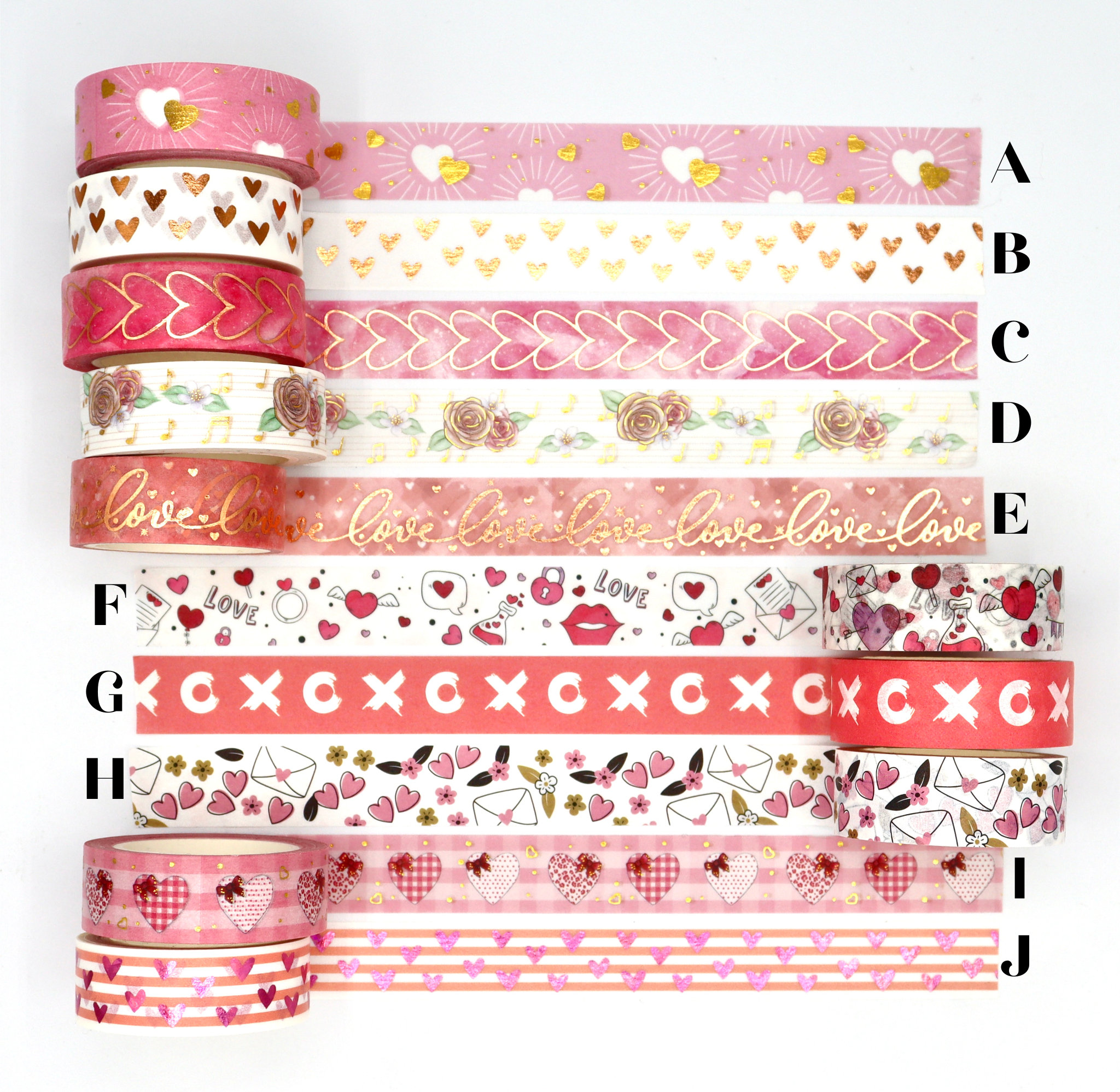 Valentine Washi Tape Samples Decorative Tape for Crafts Planner Decorations  Journal Embellishments Cute Stationery 1 Meter 