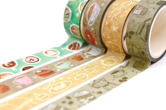 Coffee Washi Tape Set Cute Bullet Journal & Scrapbooking Tape Decorative  Tape for Crafts Planner Tape Decorations Set of 4 Rolls 