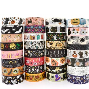 Echantillons de ruban adhésif Washi sur le thème d'Halloween - Ruban adhésif pour scrapbooking - 1 mètre