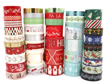 Christmas Washi Tape Samples - Decorative Tape for Scrapbooking (1 Meter)