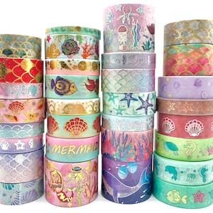 Mermaid Washi Tape Samples - Decorative Tape for Crafts - Planner Decorations - Journal Embellishments - Cute Stationery - 1 Meter