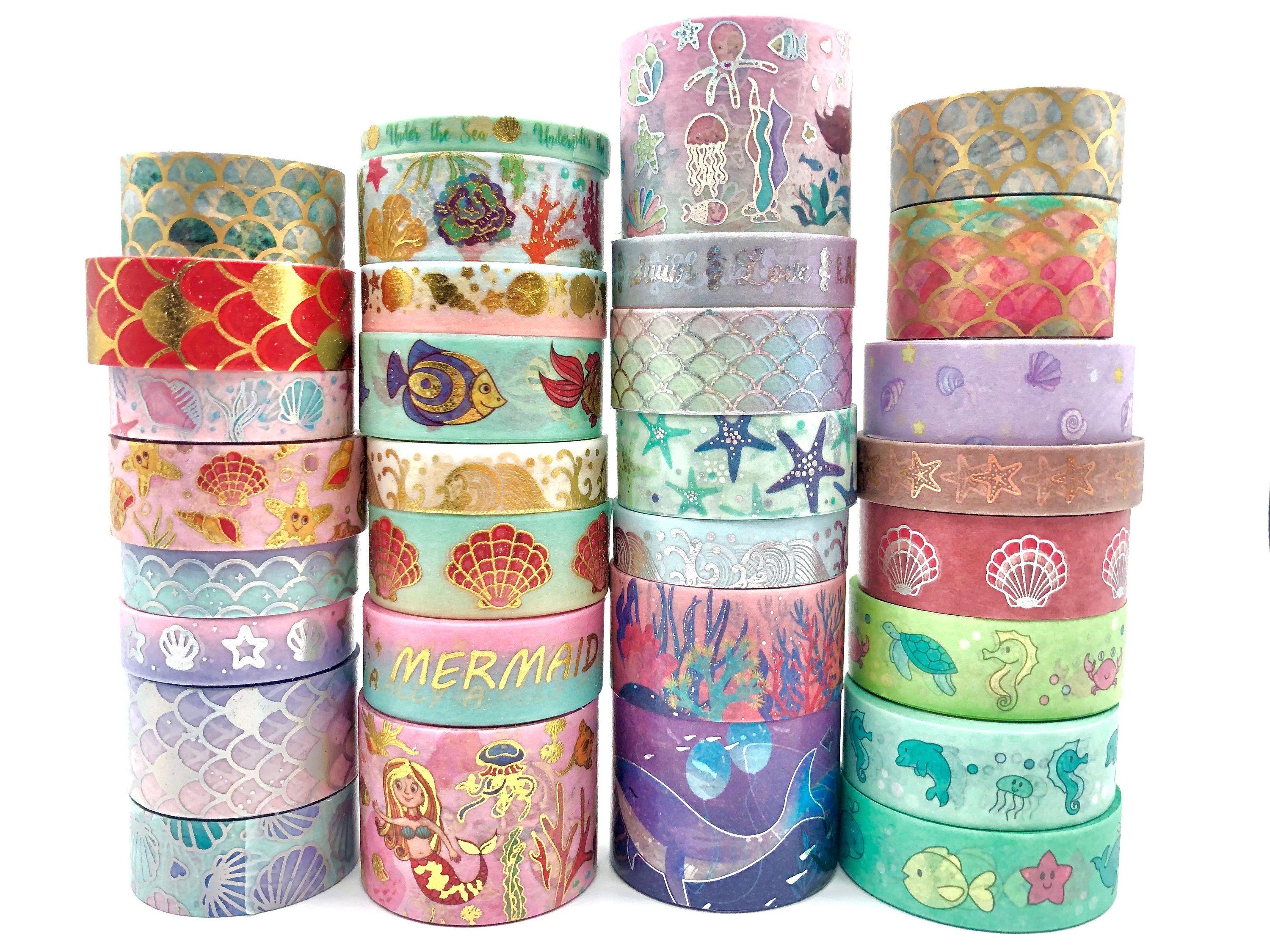 Mystical Mermaid DIY Silver Foil Washi Tape Set and Sea Animal Masking  Paper / 8 Rolls Craft Decorative Tape Great for Scrapbook Decorations Arts