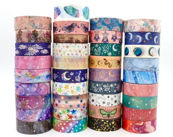 Celestial Galaxy Washi Tape Samples - Decorative Tape for Crafts - Space Planner Decorations - Embellishments for Journaling - 1 Meter