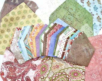 Vintage Handmade Envelopes - Antique Patterned Envelopes - Set of 15