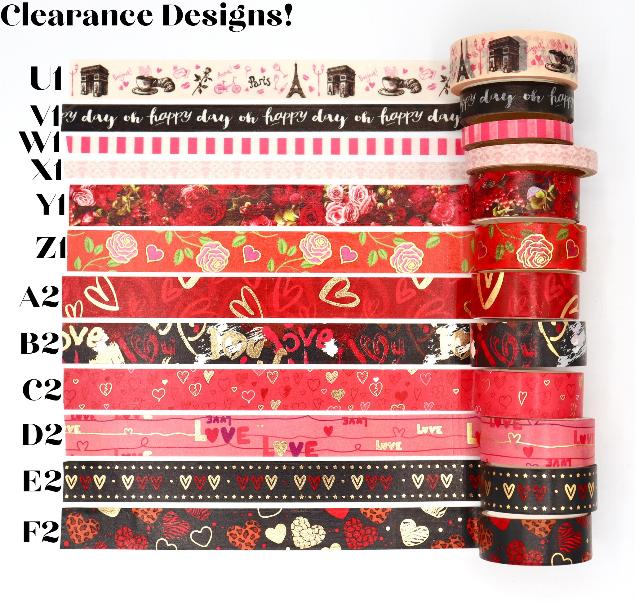 Valentine Washi Tape Samples Decorative Tape for Crafts Planner Decorations  Journal Embellishments Cute Stationery 1 Meter 