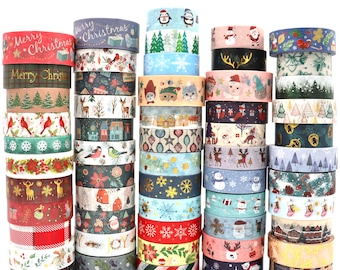 Cute Christmas Washi Tape Samples - Decorative Tape for Crafts - Cute Planner Decorations - Embellishments for Journaling - 1 Meter