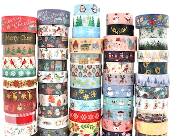 12 Rolls, Winter Washi Tape Blue White Holiday Washi Masking Tape Snowflake  Xmas Tree Snowman Reindeer Patterned Decorative Tape For Scrapbook Journal