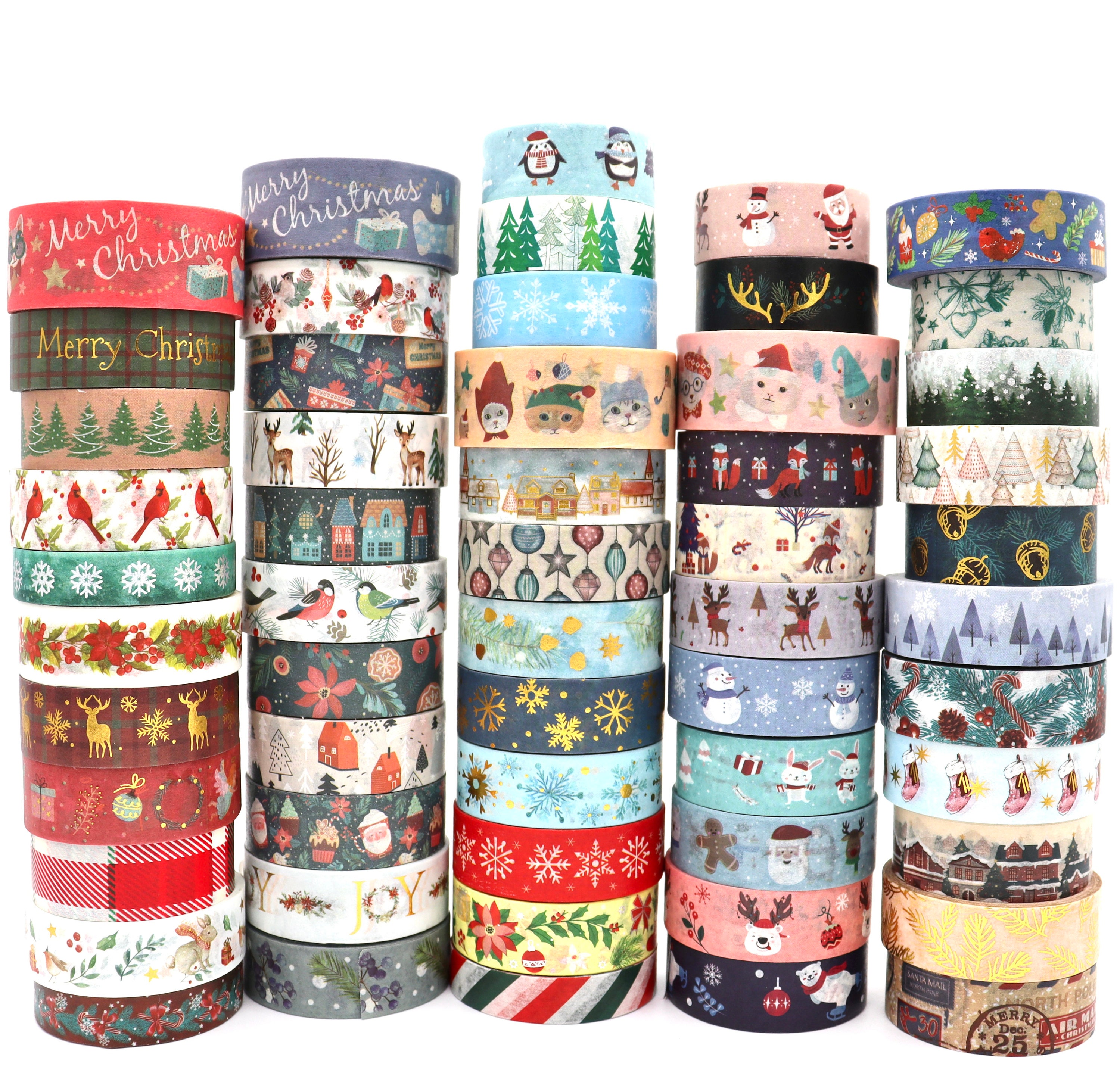 White Ink PET Christmas Tapes, Craft Tape, Rainbow Flag Snowflake