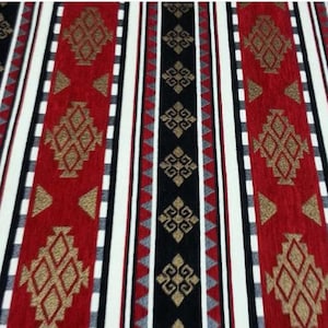 Jacquard Ethnic Tribal Style Upholstery Chenille Fabric,  Geometric Kilim, Aztec Navajo Fabric, Kilim Fabric, by the 5 Meter / Yard