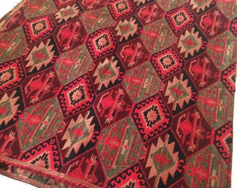 Red Upholstery fabric turkish, Ethnic Fabric, Carpet Fabric, Geometric Fabric, Tribal Fabric, Cotton Fabric, kilim fabric by the yard.