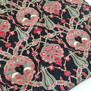 Black Upholstery Kilim Fabric, Turkish Fabric By the Yards, Oriental kilim fabric, Chenille Fabric,Bohemian fabric, Turkish oriental fabric.
