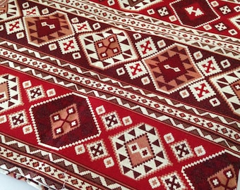 Red Tribal Upholstery Fabric by Yard Aztec Navajo Geometric Kilim Design  Woven Cotton Tapestry Material  Ethnic Boho Fabric 5 Meters/Yards.